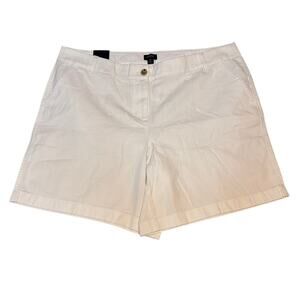 NWT J.Crew White Chino Shorts Size 16 | Mid Rise 7” Inseam Summer Classic